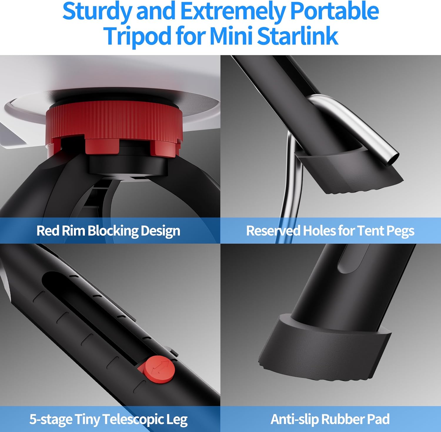 Para Starlink Mini trípode de pie con adaptador de aluminio 3 uds soporte exterior con picos de tierra para Mini accesorios Starlink