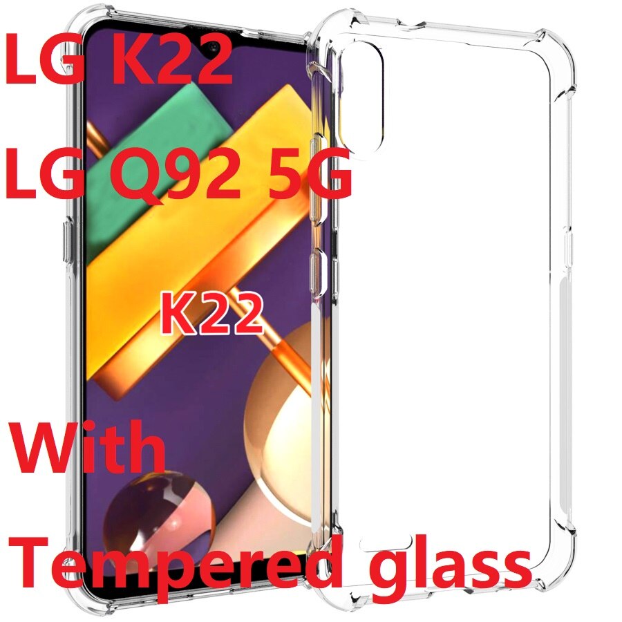 Transparante telefoonhoesjes voor lg  k22 hoesje + gehard glas 5g zachte gel skin bescherming heldere siliconen lg  q92 hoesje