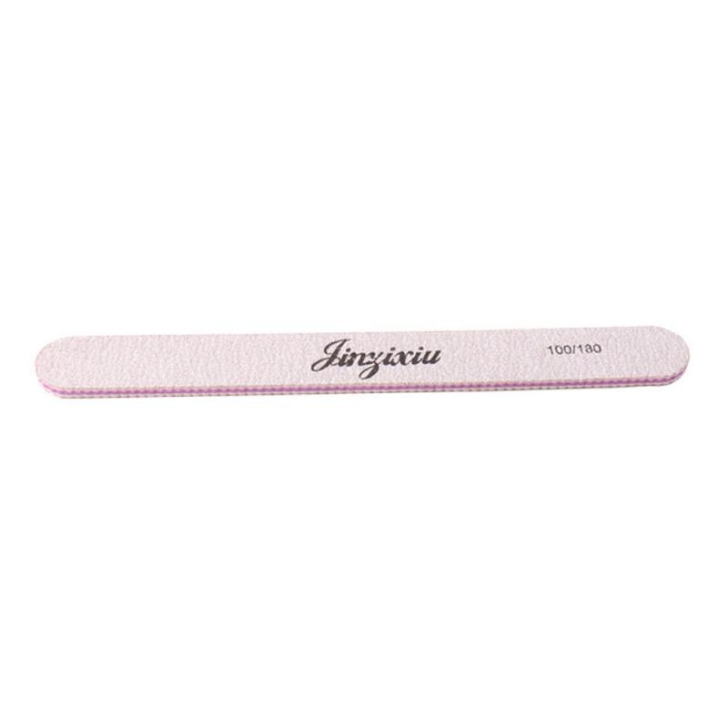 1Pcs Dubbelzijdig Polijsten Nagelvijl 100/180 Grit Roze Nagelvijl Vijf Vormen Pedicure Manicure Polijsten Gereedschap