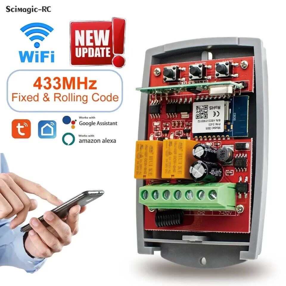 Universal garageport fjernbetjeningsmodtager 2ch til erreka doorhan at -4 pujol aprimatic scs sentinel 433 mhz controller