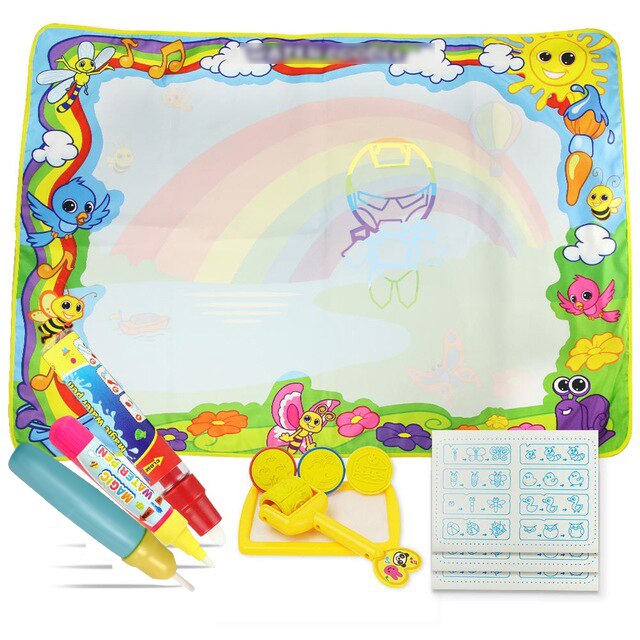 6 Types de tapis de dessin d'eau magique avec stylos et timbres tableau de peinture dans les jouets de dessin grande taille toile Doodle tapis jouets éducatifs: B 85x65cm