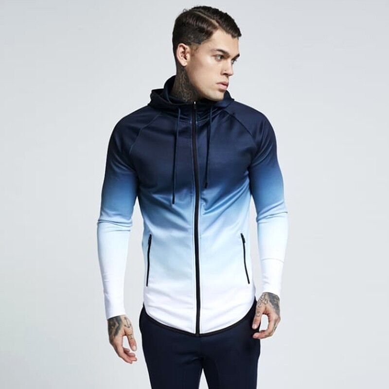 Joggingjacka för herrficka med dragkedja sportjacka utomhus fitness löpning lös jacka jacka: 3 / Xxl