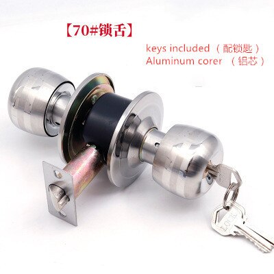 Stainless Steel alloy Locks Round Ball key lock Door Knob pull handle Entrance Passage Bathroom Internal Anti Theft Hardware: 2