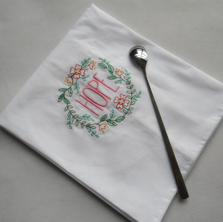 Katoen Wit Geborduurd Wijn Cup Handdoek Thuis Doek Servet Keuken Handdoeken Custom Servetten Placemats: Hope