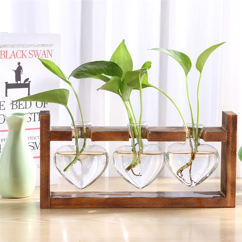 Glas En Hout Vaas Planter Terrarium Tafel Desktop Hydrocultuur Lade Home Decor Plant Bonsai Bloempot Opknoping Potten Met Houten: Lavendel