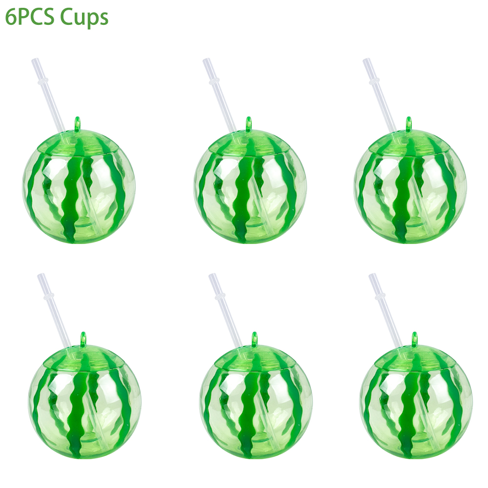 Tasse à boire en plastique en forme d'ananas/fraise/pastèque avec paille, décor hawaïen, fournitures de fête d'été sur la plage et la piscine, 6/8 pièces: Saphir profond