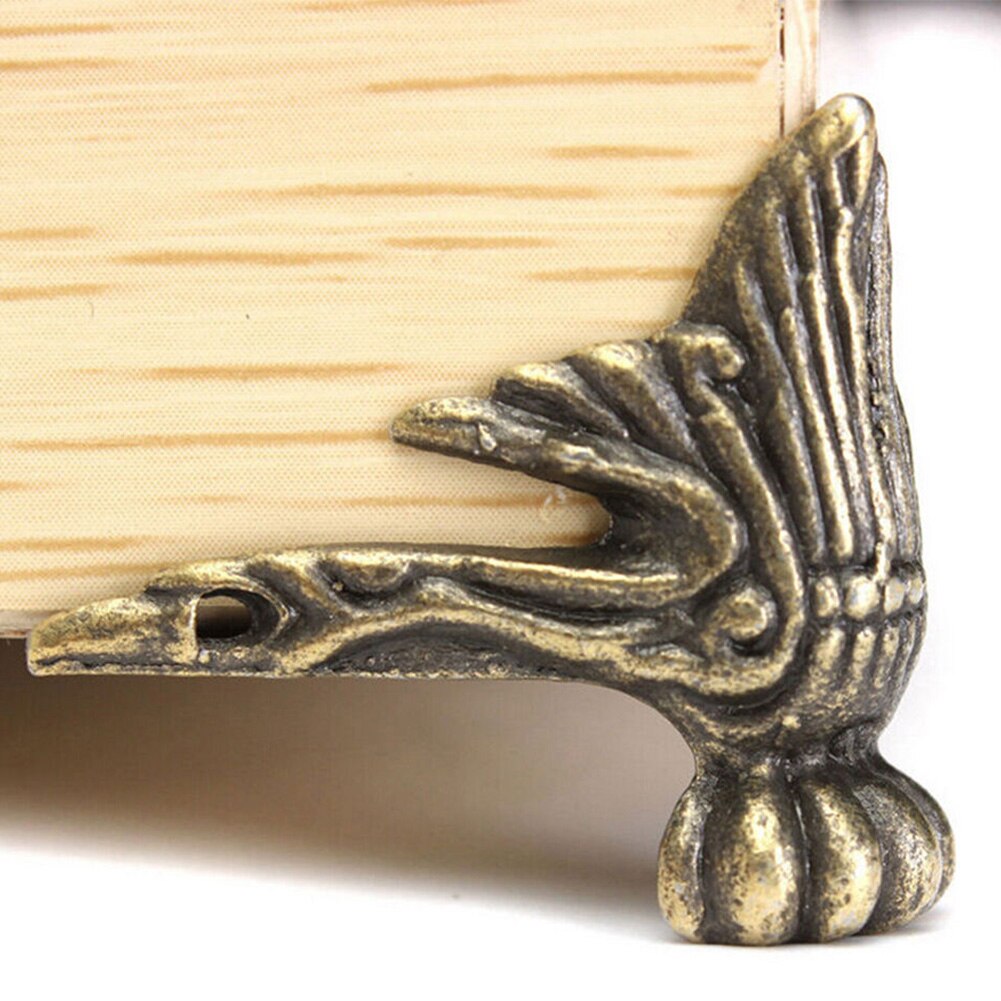4pcs Alloy Crafts With Screw Retro Corner Protector Antique Brass Desk Edge Furniture Jewelry Chest Home Box Decor Easy Install