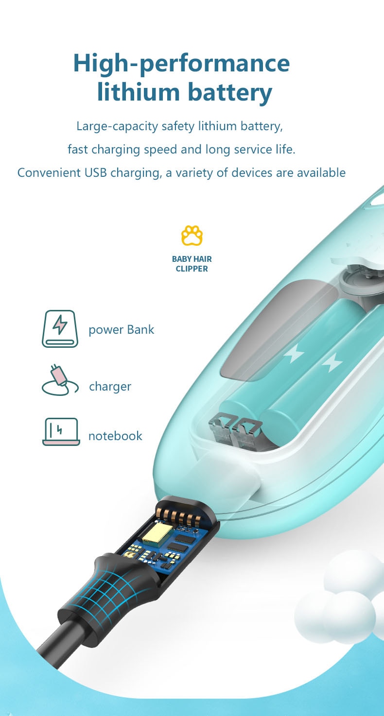 Capelli del bambino rifinitore Tagliatore di Capelli Elettrico del USB di Capelli Del bambino Tosatrici Elettriche bambino Sicuro Tranquilla rifinitore Macchina di Taglio Silenzioso Corpo Caldo di Lavaggio