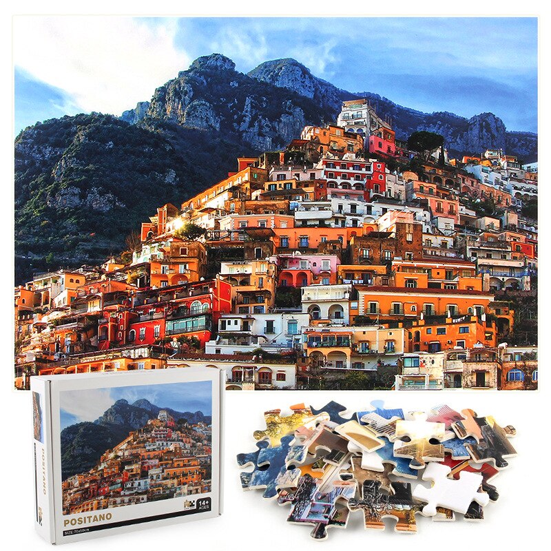 1000 peças de papel jigsaw puzzle paisagem positano brinquedos educativos para crianças adultos muito engraçado família jogos q1035 70x50cm