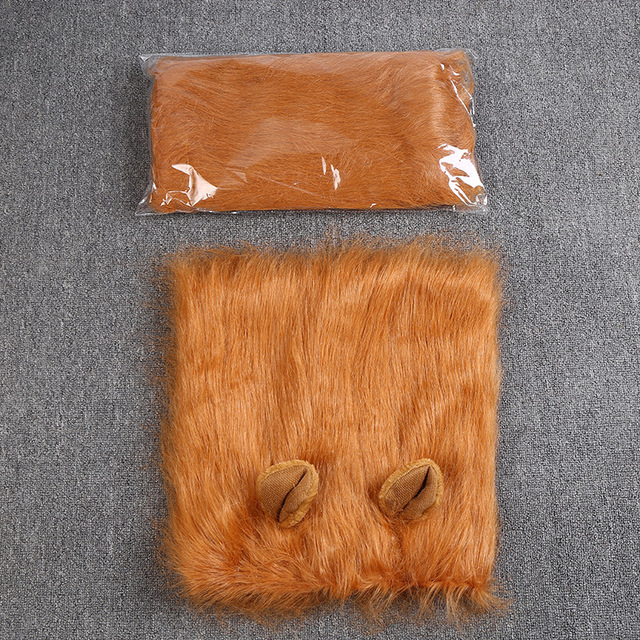Peluca de perro León para mascotas, ropa de Cosplay, disfraz de transfiguraciOn, peluca de pelo cálido de invierno para perros grandes, accesorios para fiestas navideñas: Light Brown / S