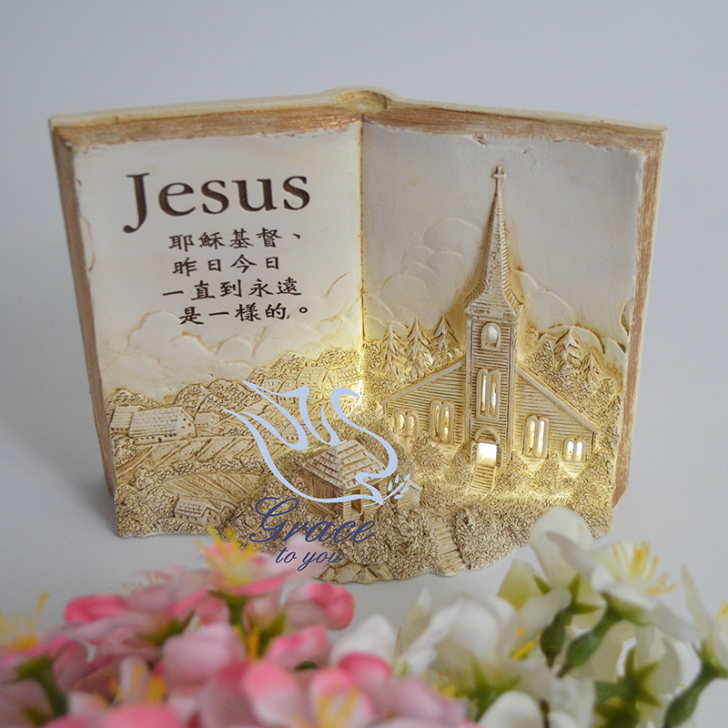 Led lys bog christian christ jesus boligdekorationer dekorationer natlys håndværk dekorationer taksigelse: 4