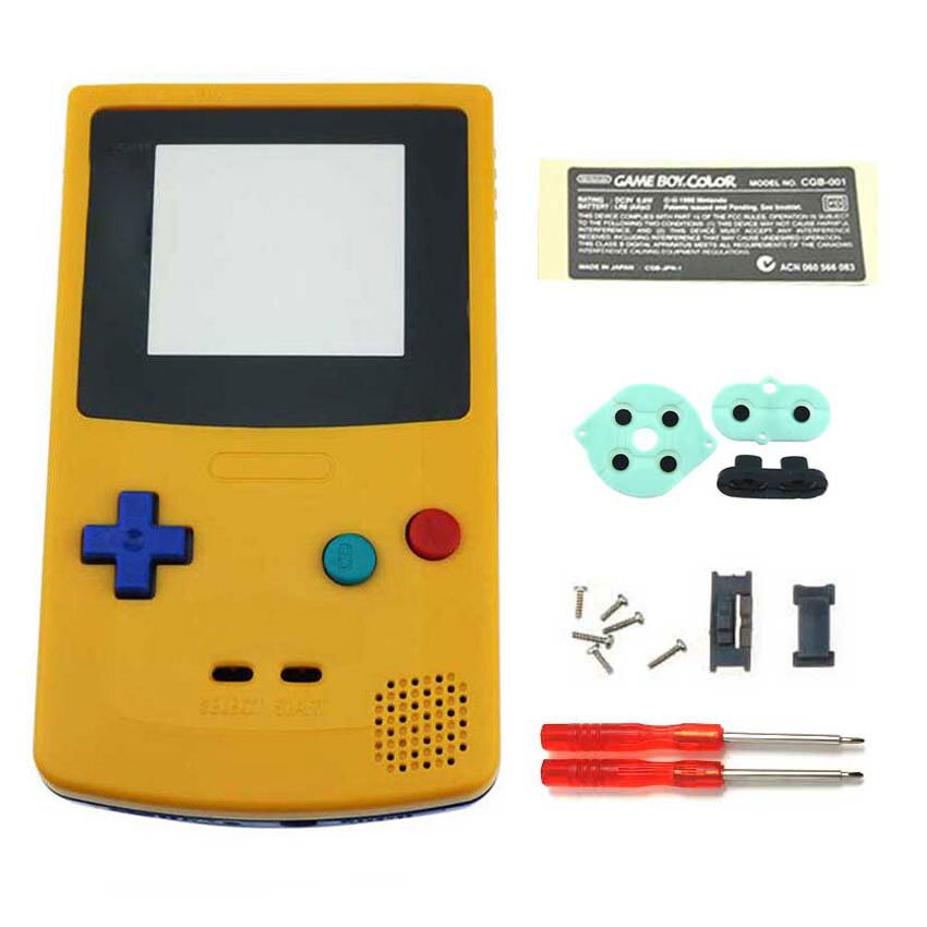 JCD Neue Spielkonsole Gehäuse Shell Fall Für GBC Gehäuse Abdeckung W/Tasten Kit schraubendreher: Yellow-Blue