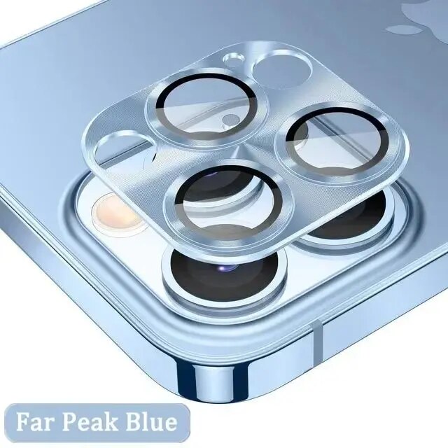 Metall Kamera Objektiv Glas Schutz Für iPhone 11 12 13 14 15 Profi Max Mini 14Plus 15Plus Ultra hoch Definition glas Zurück Objektiv: Blau / bündeln6