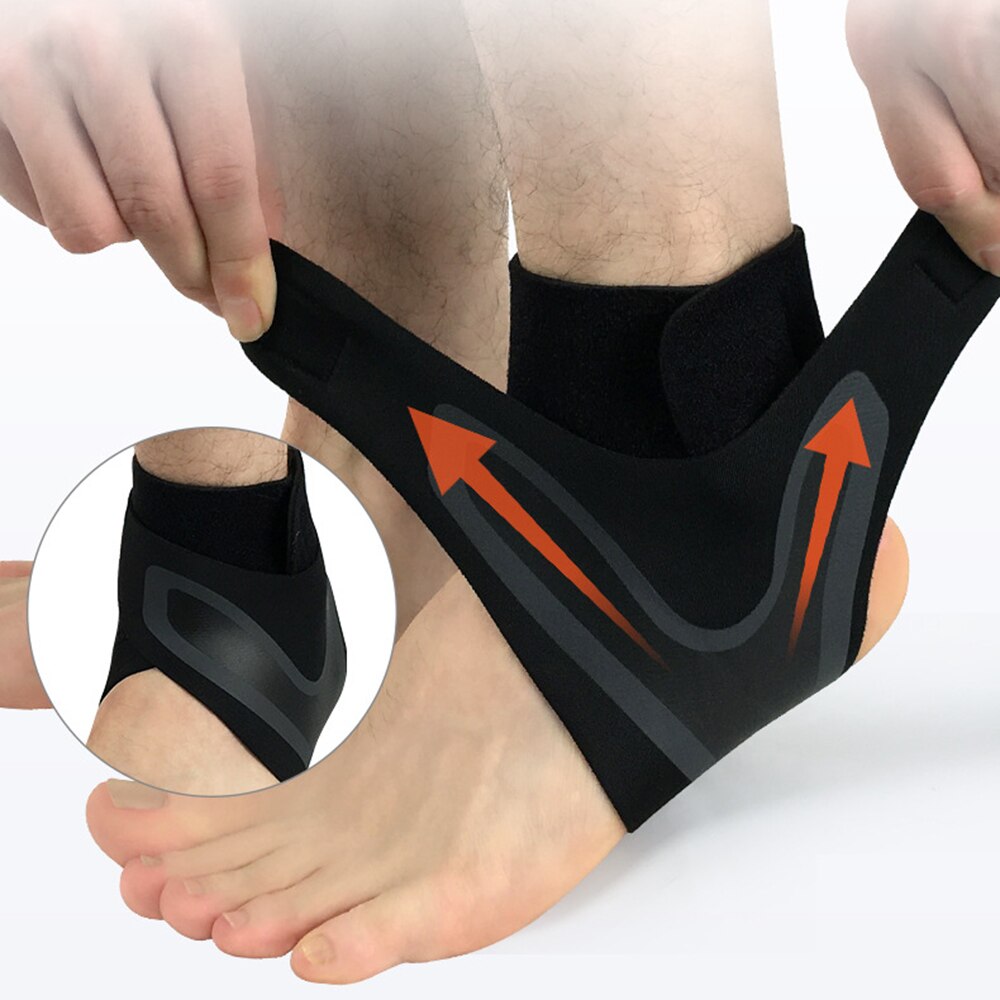 Sport ankel støtte elastisk sikker sports forstuvning sikkerhed ankel guard bøjle sikker løb basketball kompression bandager: Sort venstre / L