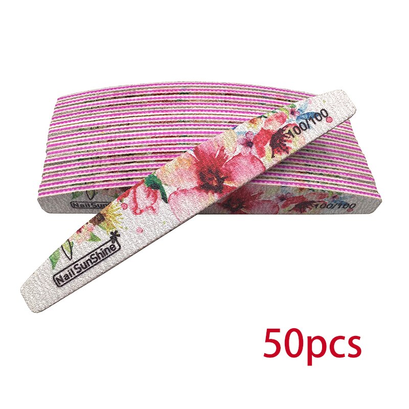 25/50pcs Nail File 80/100/150/180/240/320 Thick Nail Buffer Sandpaper Nail Gel Polish File Flower Sanding Tools: 100 Grit 50pcs
