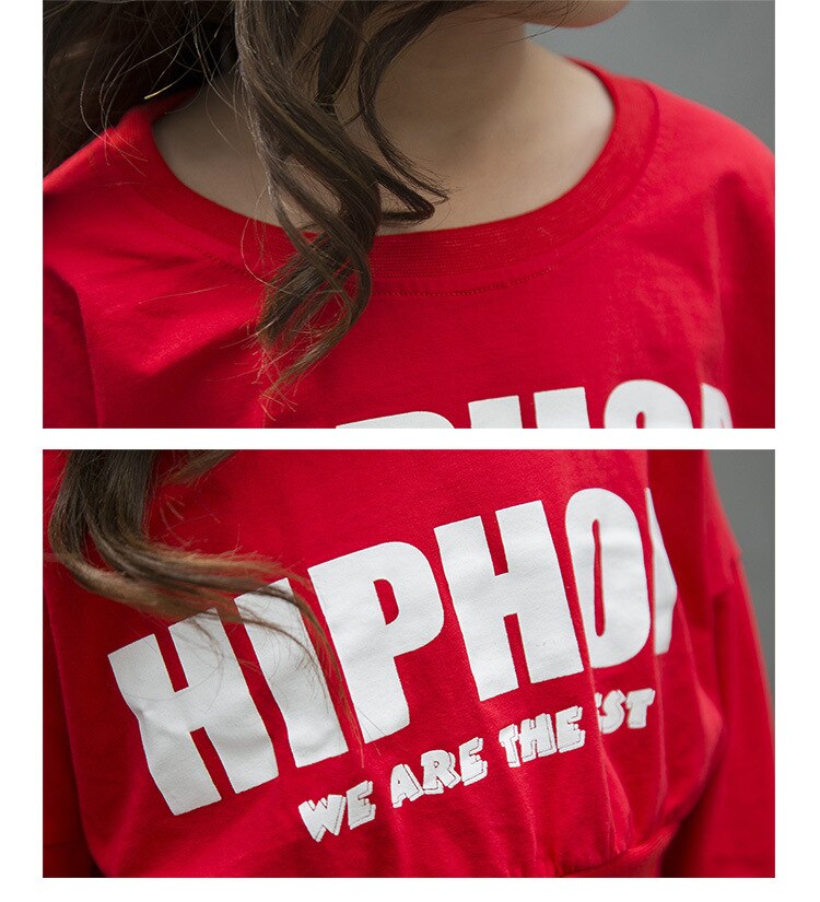 Enfant Manches Longues Vêtements Hip Hop Décontracté Chemise Pantacourt Sweat Hauts pour Filles Danse Courte Veste Danse Vêtements