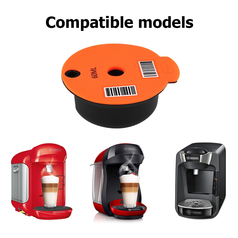 Capsule Caffè Riutilizzabili In Plastica Per Macchine Bosch Tassimo - Set Con Cucchiaio E Spazzola, 60 E 180 Ml, Codice A Barre Incluso