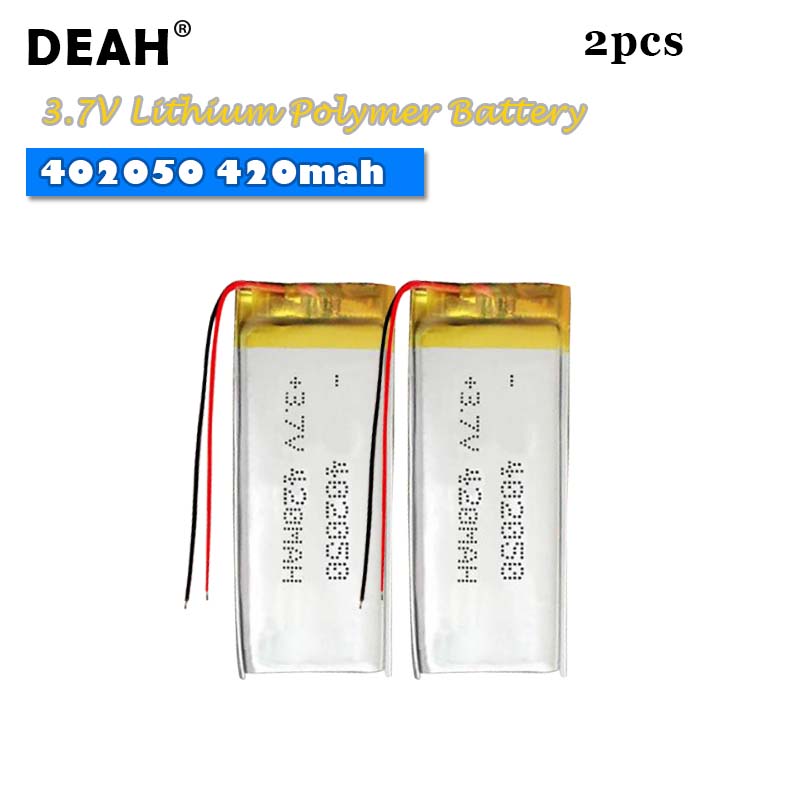 3,7 V Lipo células 402050, 420mah batería recargable de polímero de litio para MP3 DVR con GPS para coche grabadora Bluetooth auriculares de baterías: 2pcs 402050