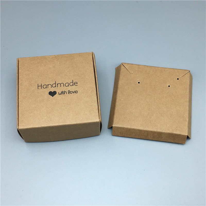 Paper Cardboard Aircraft Packing Boxes Jewelry Set Kraft Boxes Necklace Pendant Earring Displays Box: Brown HM B