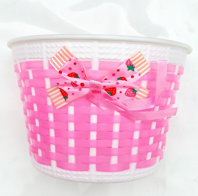Cesta de bicicleta para niños, triciclo, Scooter, cesta para manillar, almacenamiento, portador frontal, bolsa con lazo de plástico, bolsa de ciclismo para niños: Rosa