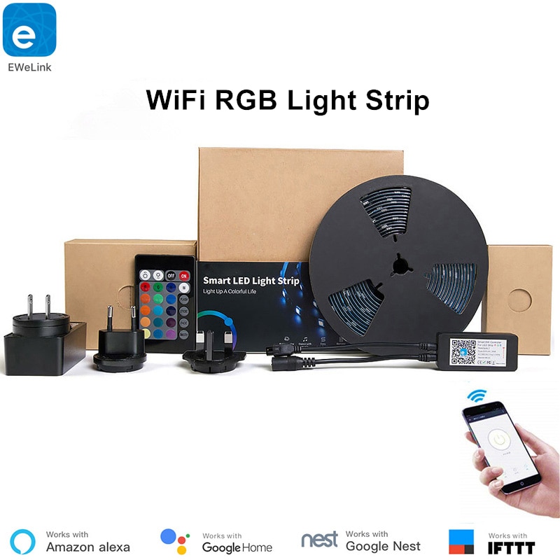 Ewelink Domotica Smart Home Led Light Strip Dimbare Waterdichte Flexibele Rgb Strip Verlichting Werkt Met Alexa Google Thuis