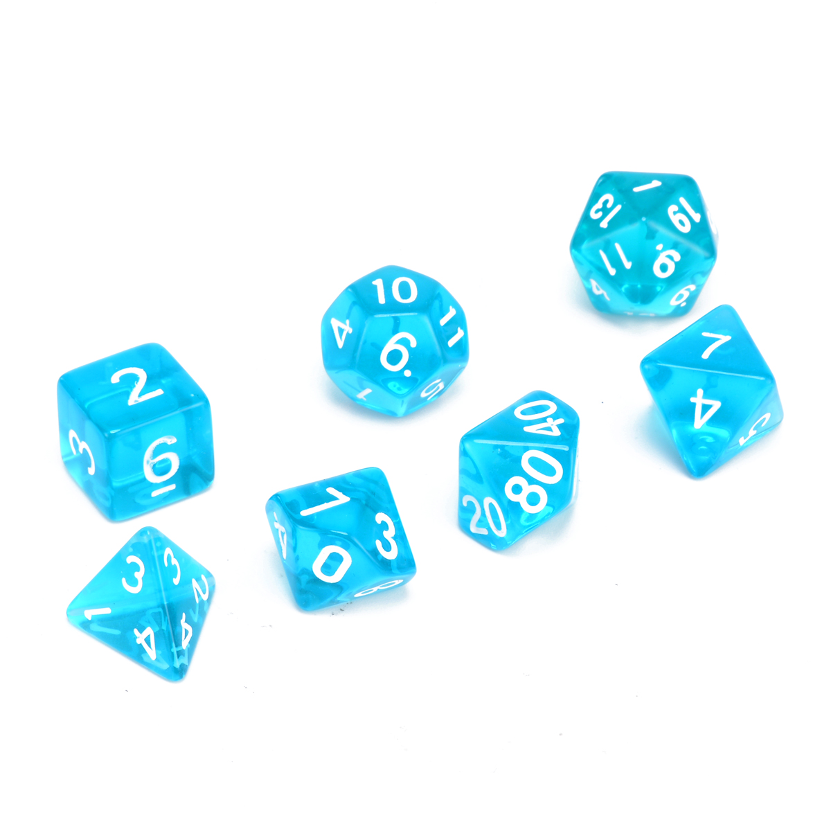 7 Pcs Doorschijnende Dices Polyhedral Blauw Set Met Dobbelstenen Zak Voor Rpg Games Tafel Board Bar Party Poker Grappig Dobbelstenen