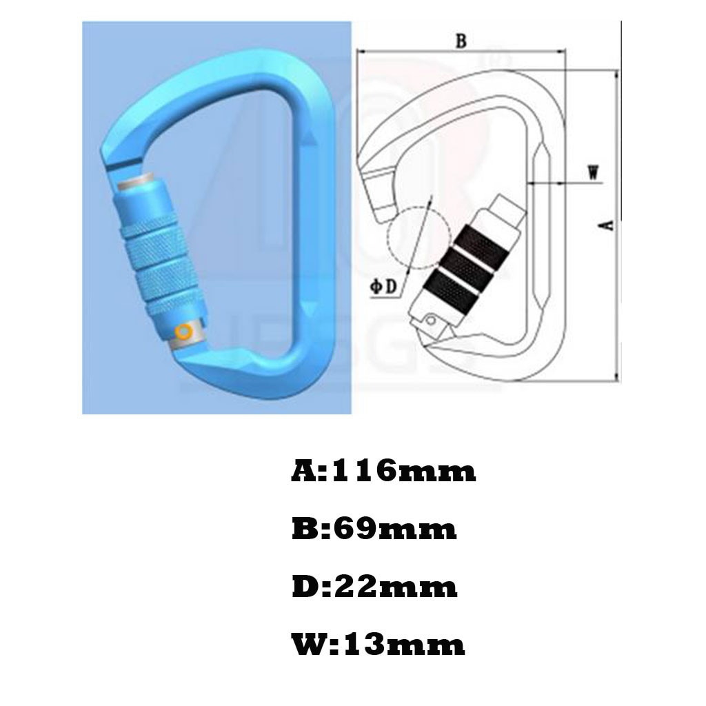 Outdoor Climbing Equipment Accessor Safety Lock Aviation Aluminum Carabiner D Shape Buckle Pack 30kn Keychain Automatic Jy6