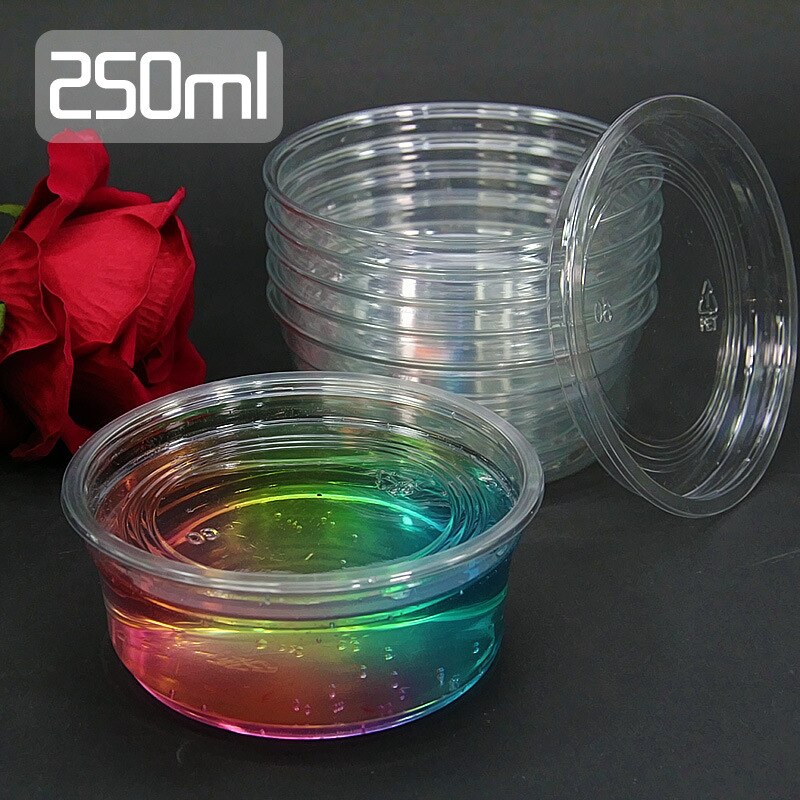 5 stks/partij 250ml Slime Doos Plastic Container Transparante Opslag Kom Doos Concave Deksel Voor Crystal Slime Accessoires Levert Gereedschap