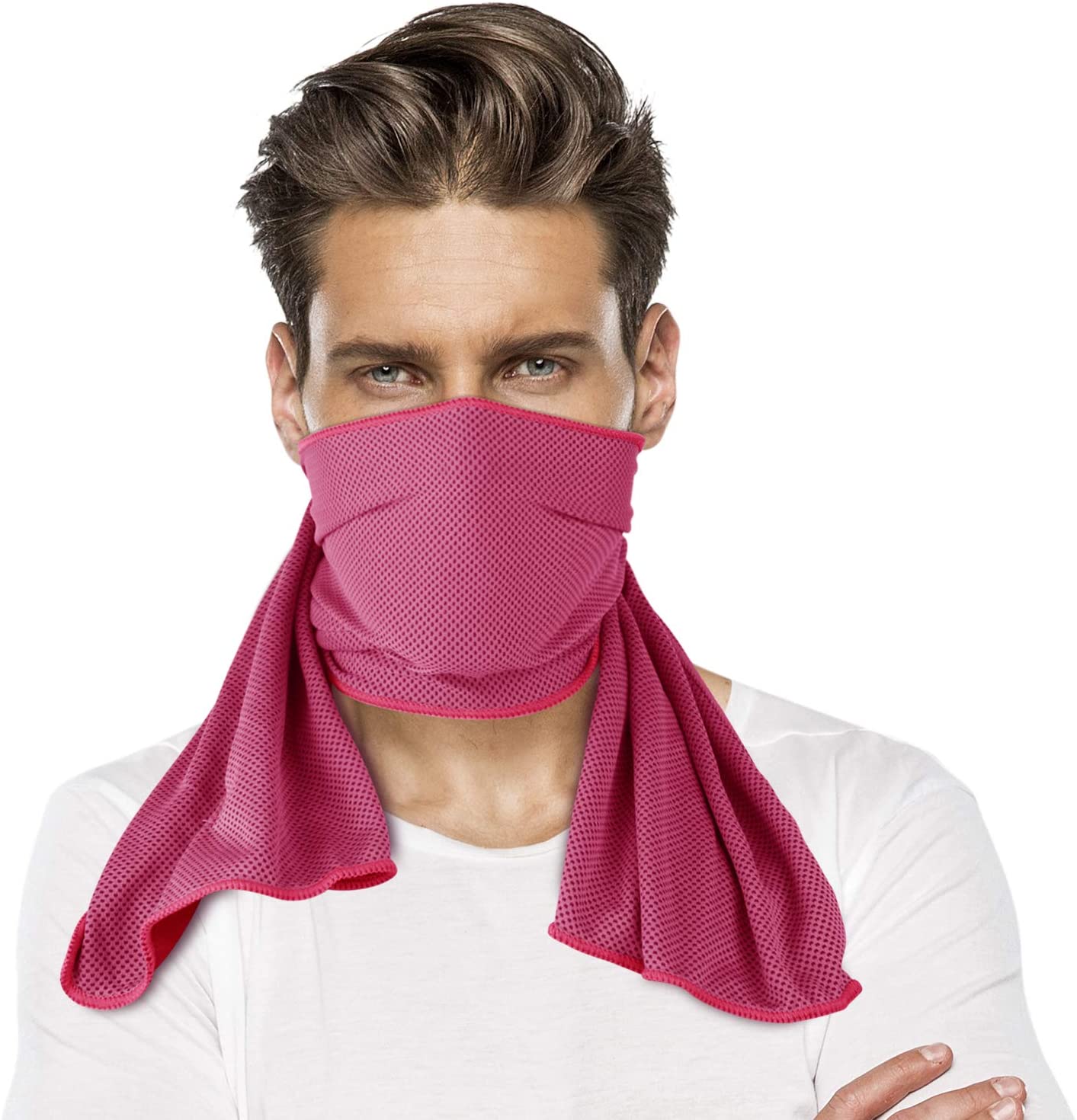 SUNLAND – serviette refroidissante respirante, écharpe de cou par évaporation, pour le travail en plein air, Golf, Fitness, Yoga, Pilates, voyage: dark pink / 1 pc