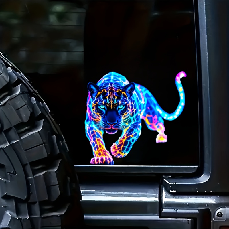 1PC Lebendige Neon- Leopard Motorrad Aufkleber Wasserdicht für Rolle Kraftstoff Panzer Vorderseite Verkleidung Vinyl Aufkleber Auto Fenster Dekoration