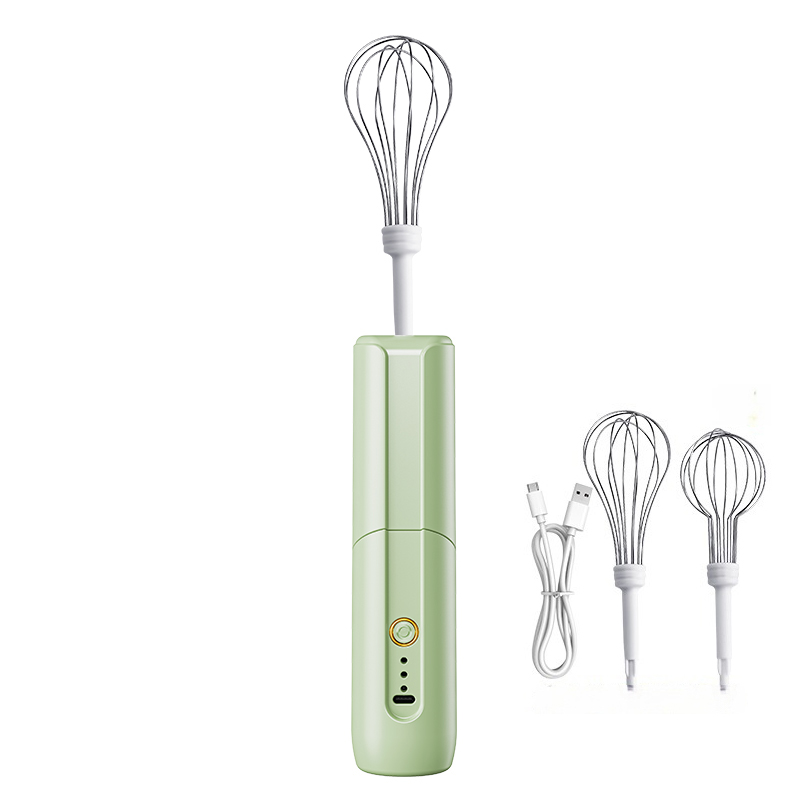 Mezclador de alimentos eléctrico portátil plegable, mezclador eléctrico de mano con recarga USB, batidor de huevos, utensilios de cocina para el hogar: Verde claro