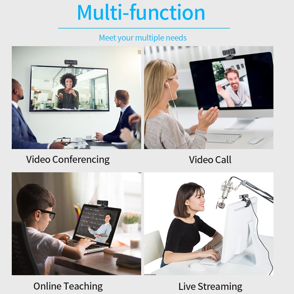 TISHRIC USB Webcam 1080P Web Camera With Microphone Rotatable Computer Camera For Live Broadcast Video Calling Conference