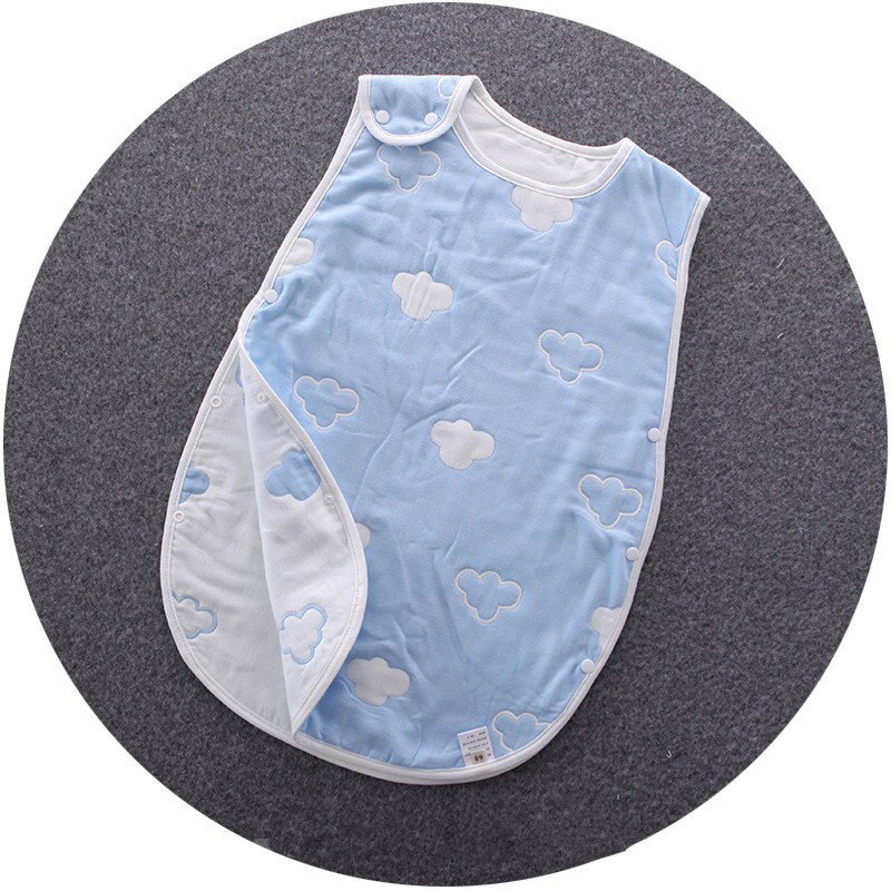 Bébé sac de couchage confortable 6 couches gaze coton pour 0-7Y enfants sommeil couvertures garçons filles enfants Swaddle vêtements de nuit Slaapzak: Blue Clouds / 12M