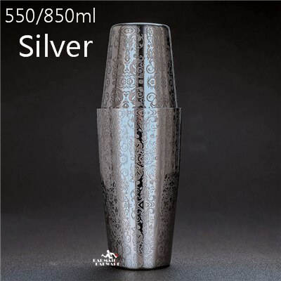 550ml/850ml gravering rustfrit stål cocktail boston bar shaker: C