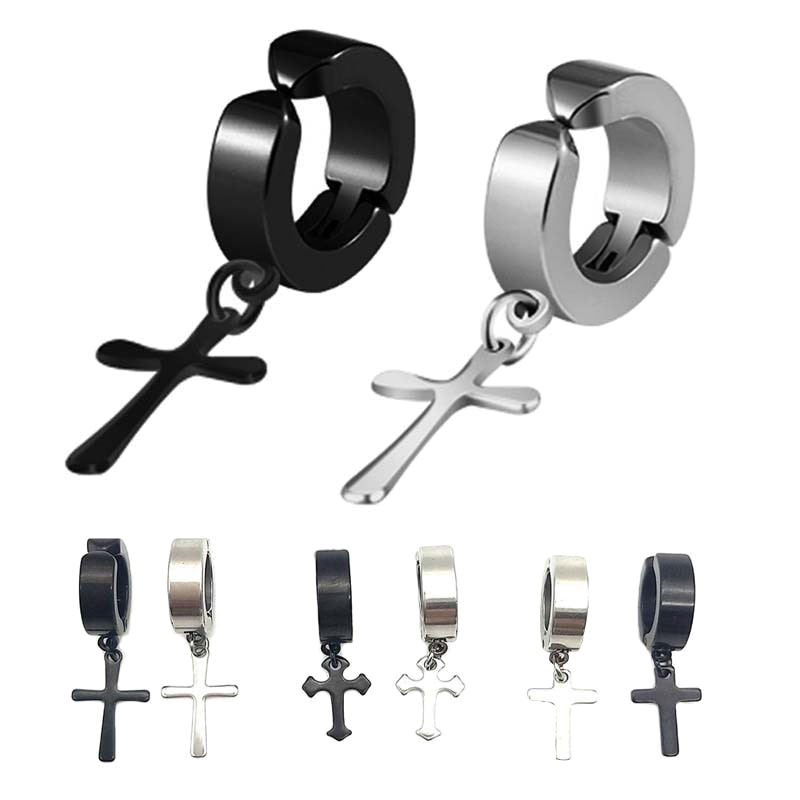 WIWI 2 teile/satz Edelstahl Ohrringe Ohne Piercing Für Frauen Punk Ohr Manschette Clips Kreuz Ohrringe Keine Loch Schmuck