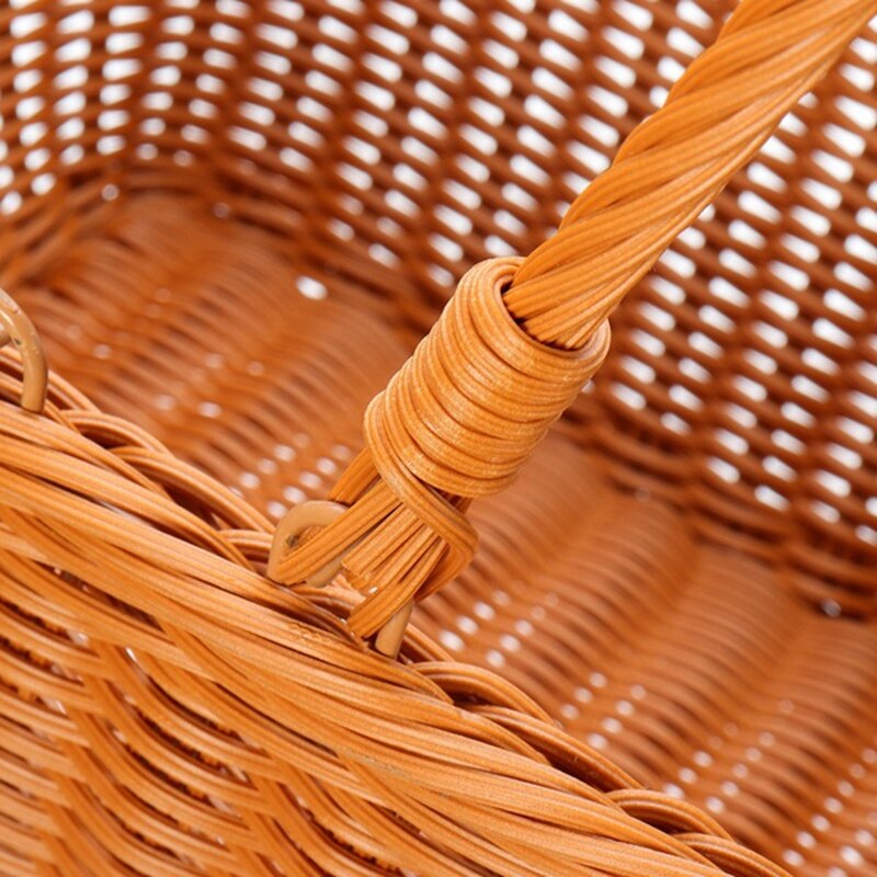 Trwałe sztuczny ratan ręcznie przenośne koszyk piknikowy tkane rattanowe kosz na zakupy kosz rattanowy