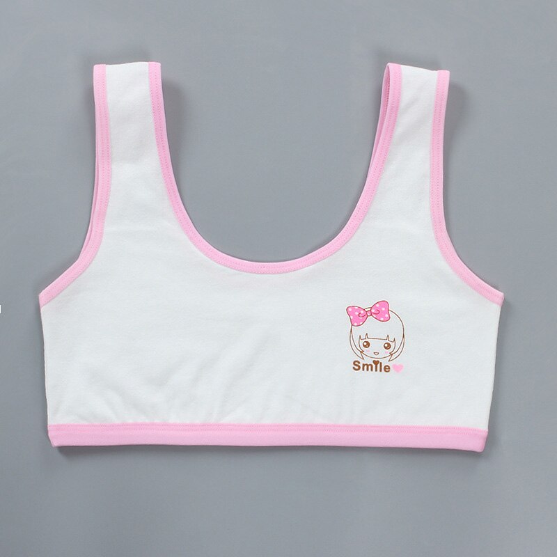 7-14 Years Teen bra girl Underwear vest Cotton Spandex Big Girl's Sport Adolescente Kids Underwear Letter Racerback Training: Light pink