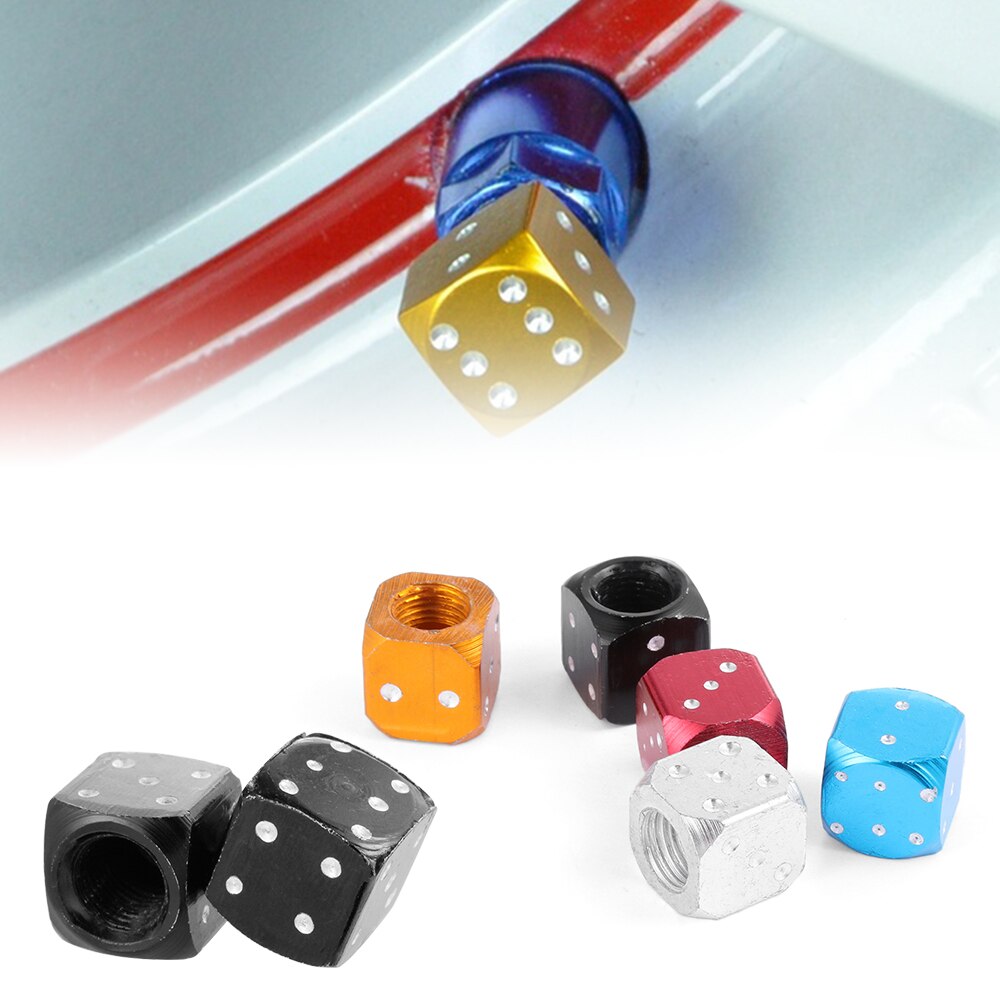 4PC Universele Voertuig Aluminium Tire Rim Stem Dobbelstenen Band Auto Auto Truck Ventiel Cover Caps Velgen Auto exterieur Accessoires