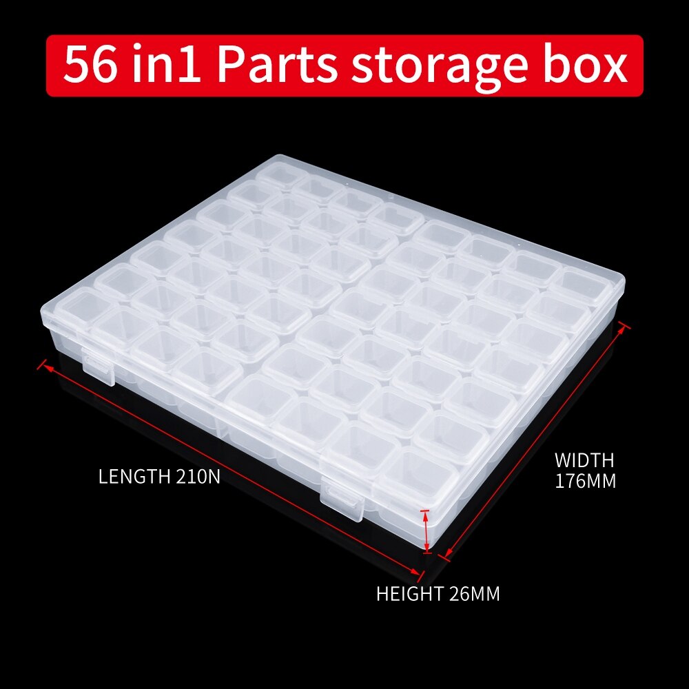 LUXIANZI boîte de rangement d'outils en plastique 29/56 grilles, boîte de rangement d'outils en plastique anti-poussière Portable bijoux perle matériel scellé organisateur de sécurité boîtier en plastique: LXZ920240