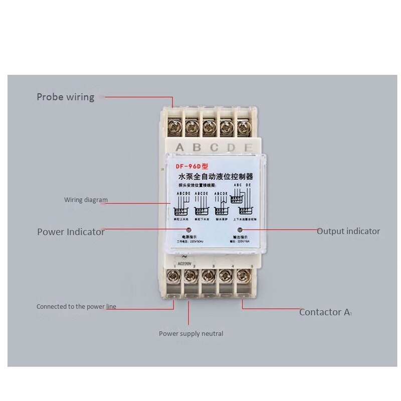 DF-96D Automatic Water Level Controller Pump Cistern Auto Liquid Switch 220V Relay Switch