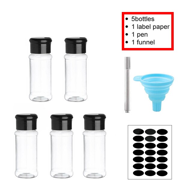 5/10/15/20Pc Potten Voor Kruiden Zout En Peper Shaker Kruiden Jar Spice Organisator Plastic barbecue Specerij Keuken Gadget Tool: A