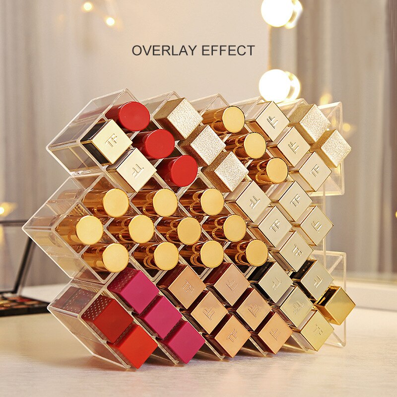 Läppstift förvaringsställ box akryl display stativ makeup arrangör flercellslådor kosmetiska läppstift smycken ställ fodral hållare