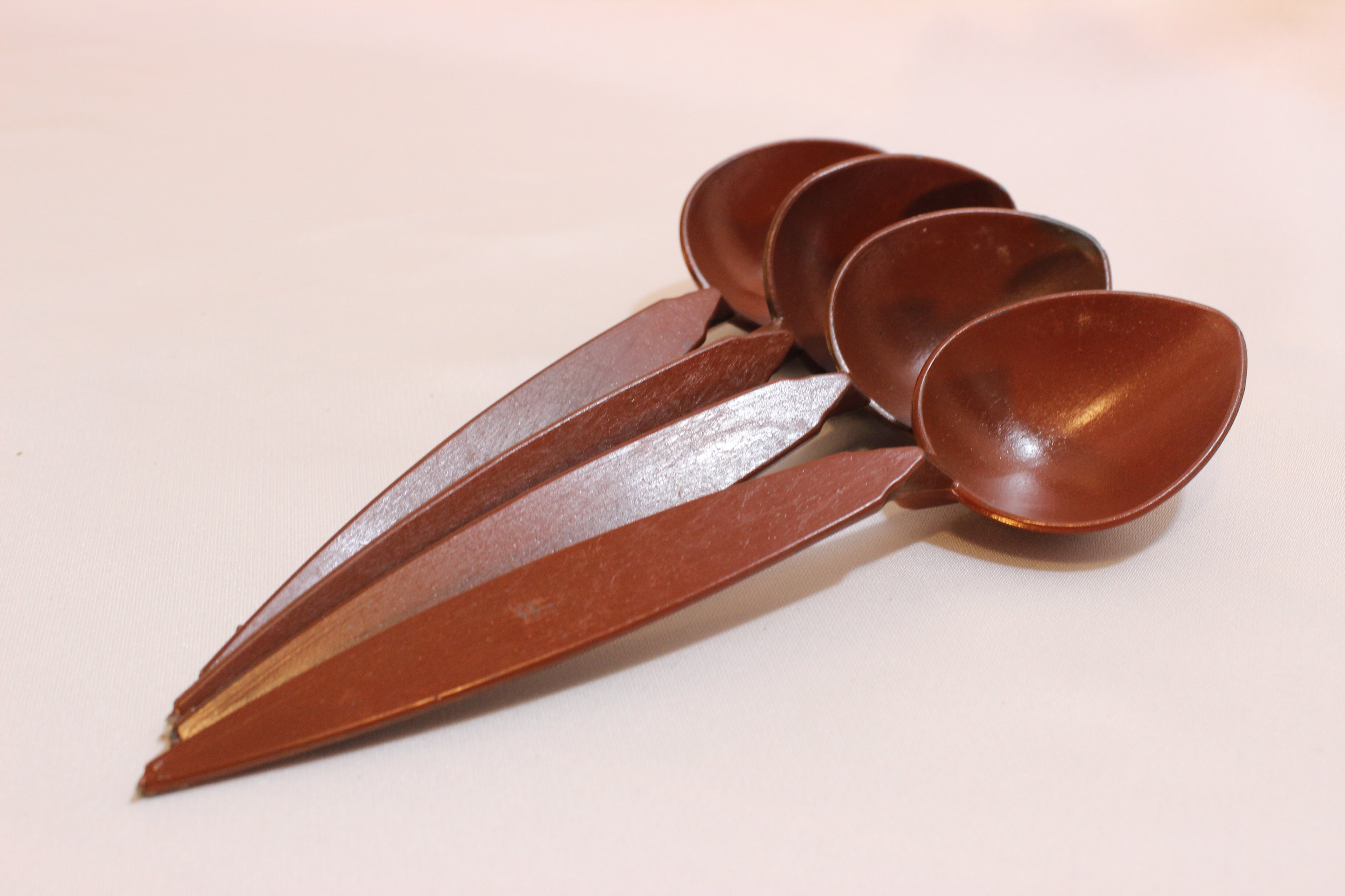 Juego de cucharas estilo Oriental turco para bailarina de vientre, accesorio de con tambor étnico Zumba, instrumento musical, hecho a mano, 4 piezas
