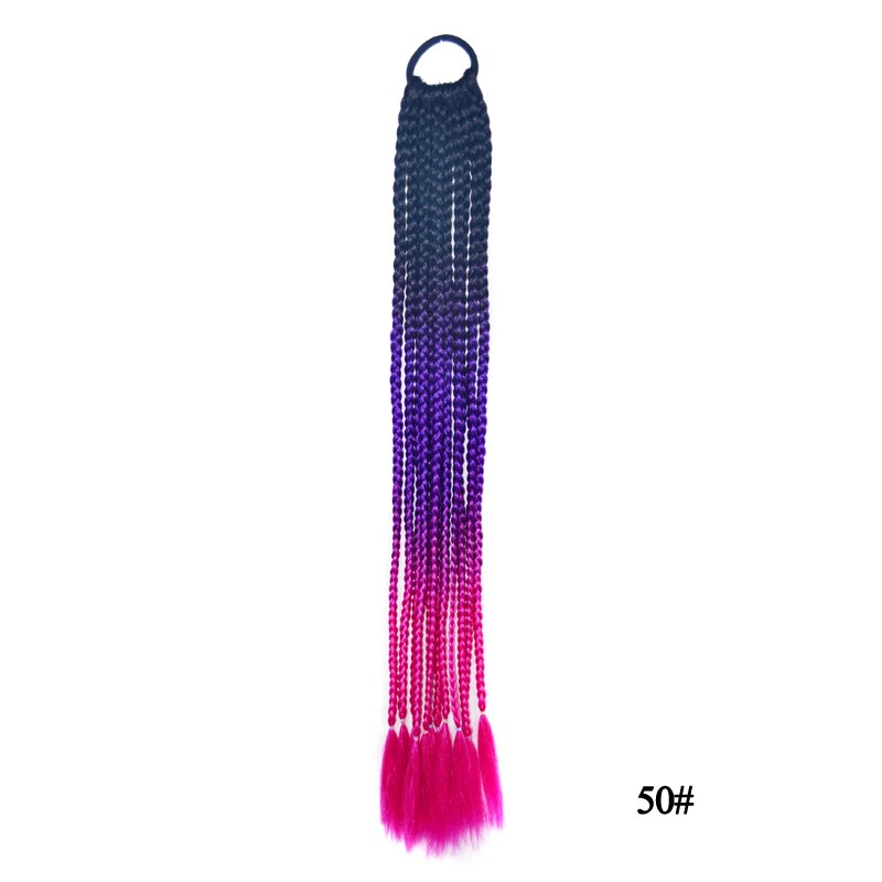 Queue de cheval synthétique colorée boîte droite tresse avec bande élastique queue de poney Extensions de cheveux accessoires de cheveux pour les femmes: 50