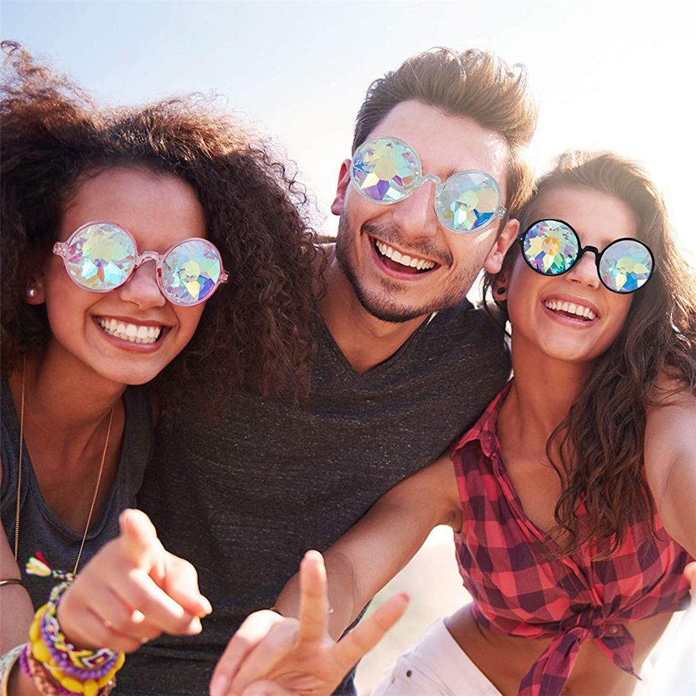 Kaleidoscope Glasses Rainbow Prism Diffraction Crystal Lenses Sunglasses Festivals Eyewear for Party Night Club Costume