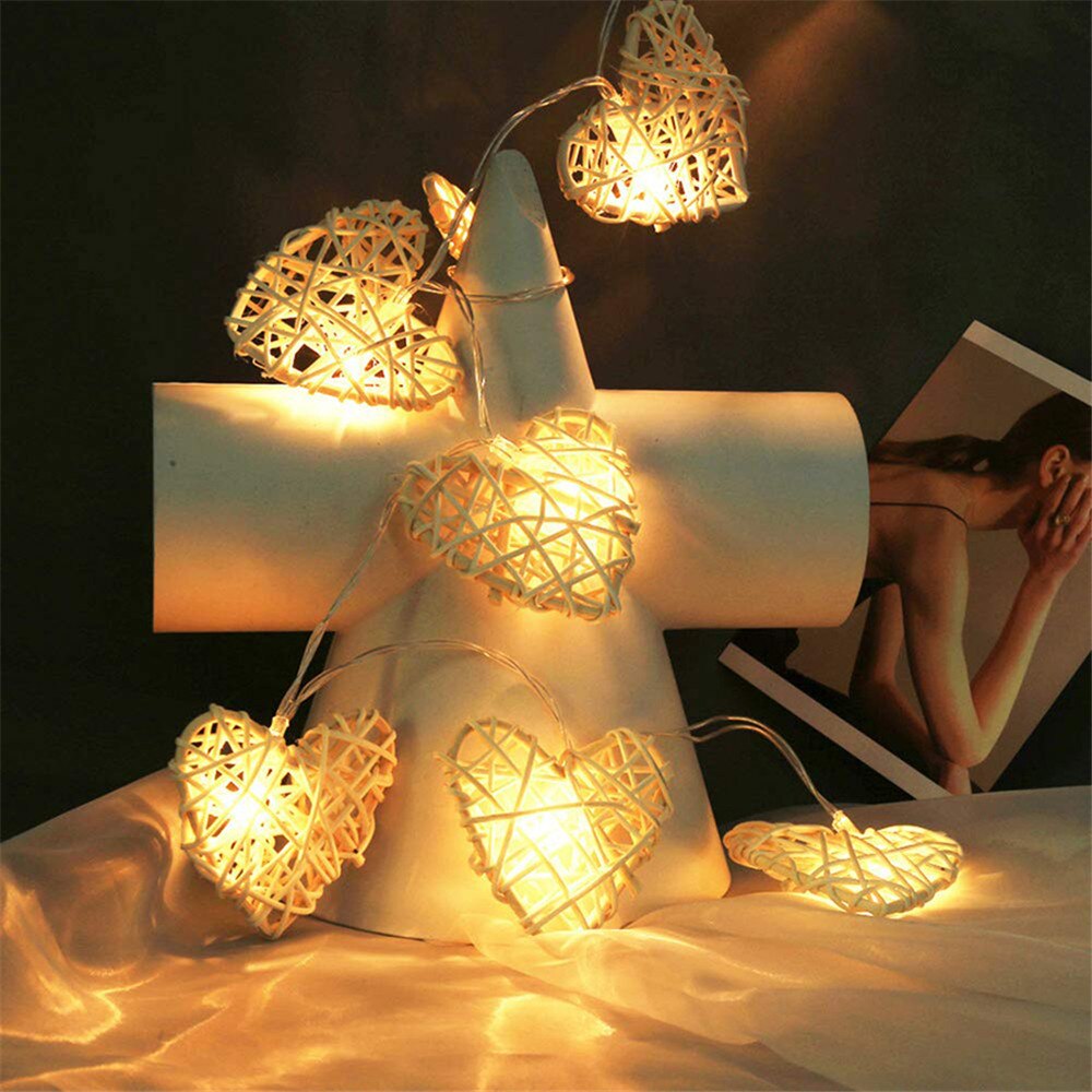 10/20/40 led rotan hart lichtsnoer op batterijen kerstverlichting voor #39 bruiloft decoratie