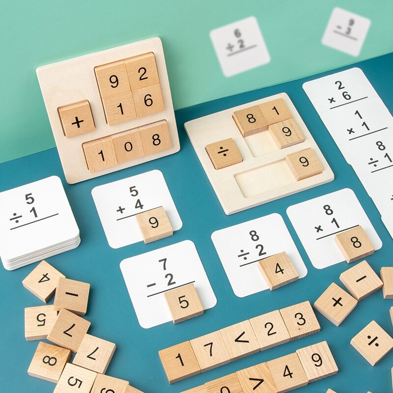 Trælegetøj matematik matematik addition subtraktion multiplikation division tælle læring uddannelse børn legetøj