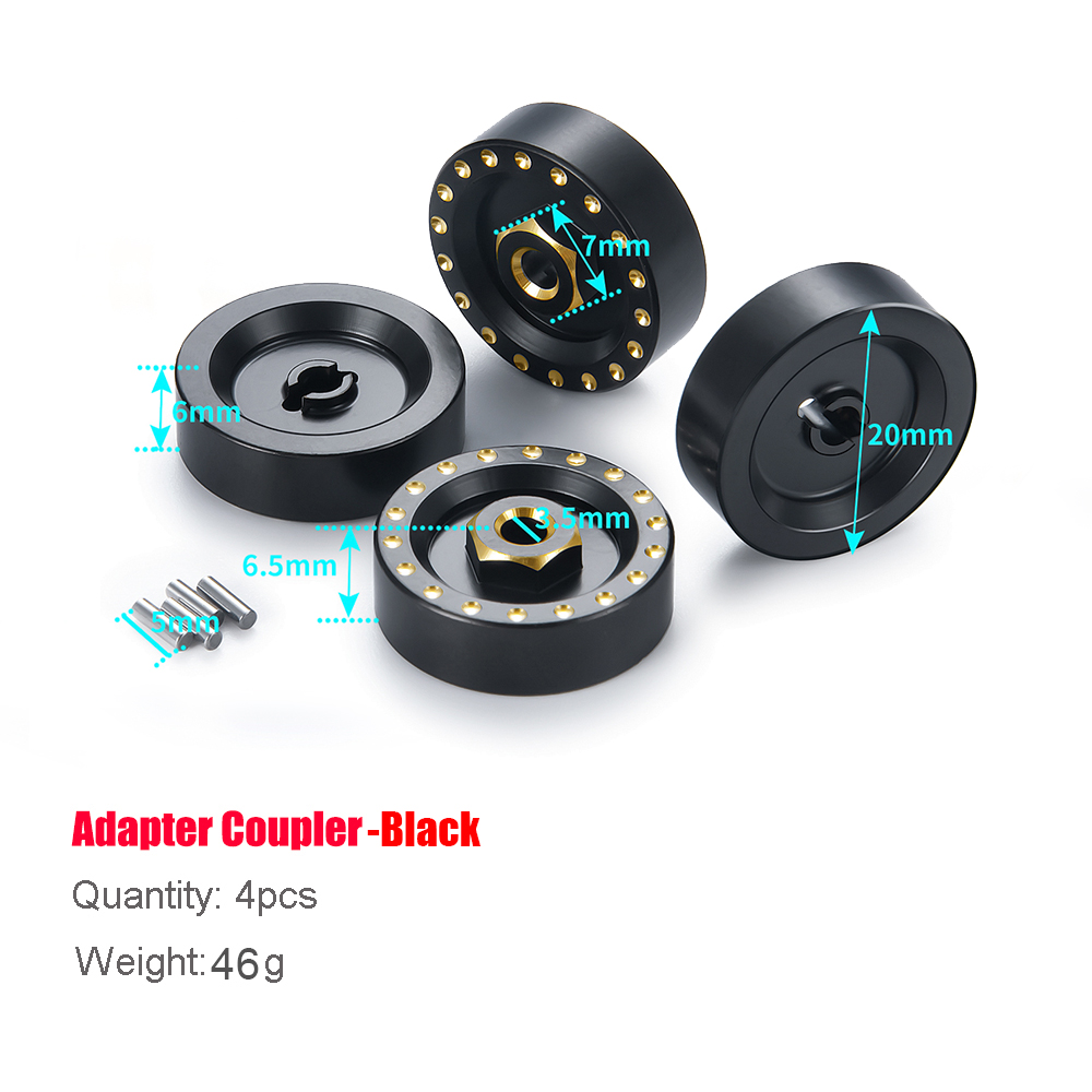 MIBIDAO-cubierta diferencial de latón, nudillo de dirección, adaptador hexagonal, acoplador de peso para Axial SCX24 1/24 RC, piezas de mejora de coche, accesorios: Amarillo claro