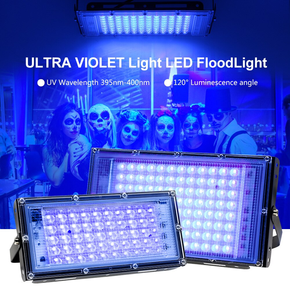 UV Disco Light Led Ultraviolet Flood Light for Fluorescent Black Drama Stage Halloween Prom Haunted House Floodlight 395nm