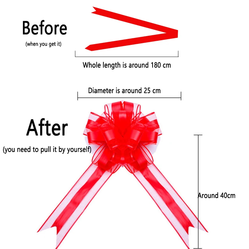 10 STKS Sneeuwgaren Trekboog Lint Grote Auto Boog voor Auto's Verjaardag Kerstcadeautjes Cadeau Decoratie Lint Bruiloft Trekbloem